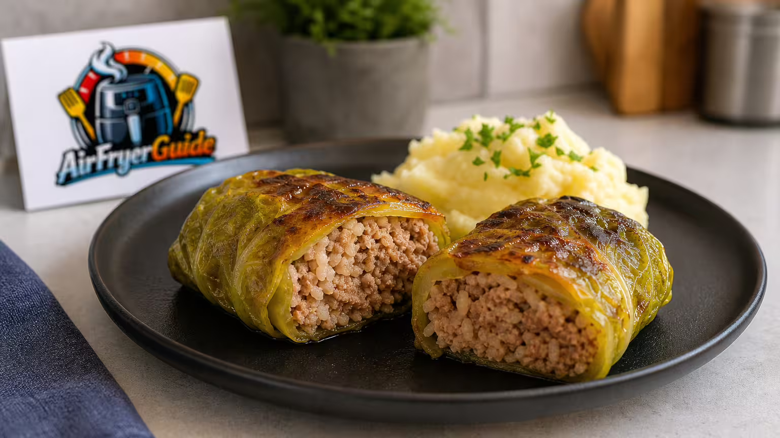 Wirsingrouladen im Airfryer - Serviervorschlag