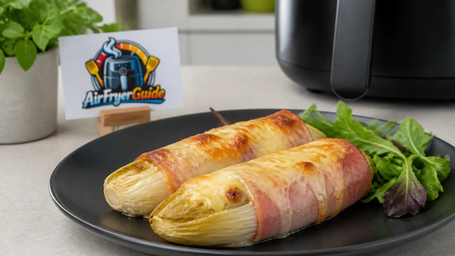 Witloof mit Schinken und Käse im Airfryer