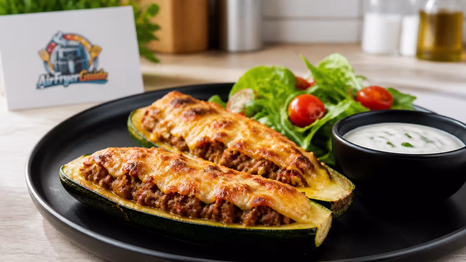 Zucchini mit Hackfleisch im Airfryer