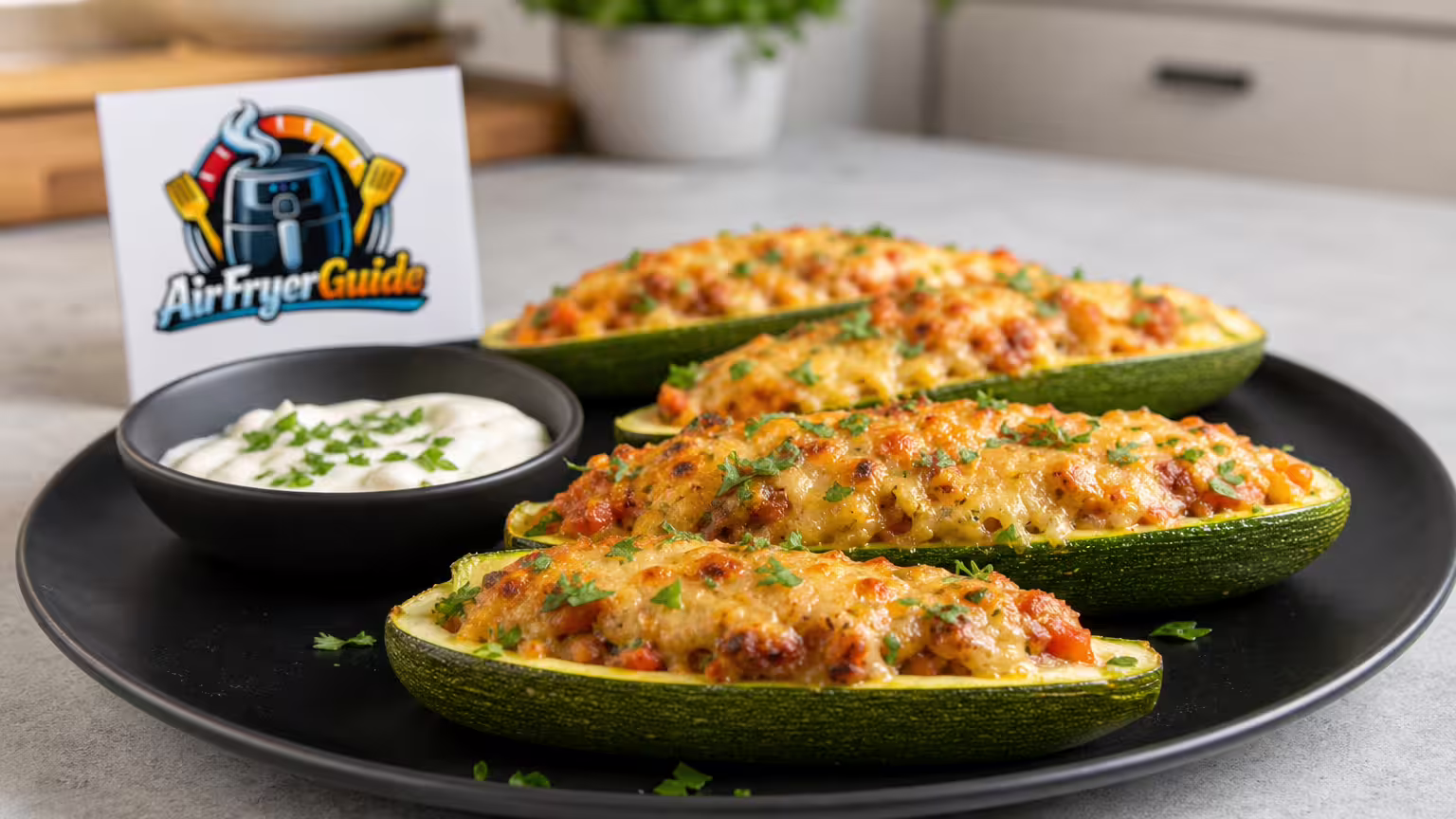 Zucchiniboote im Airfryer