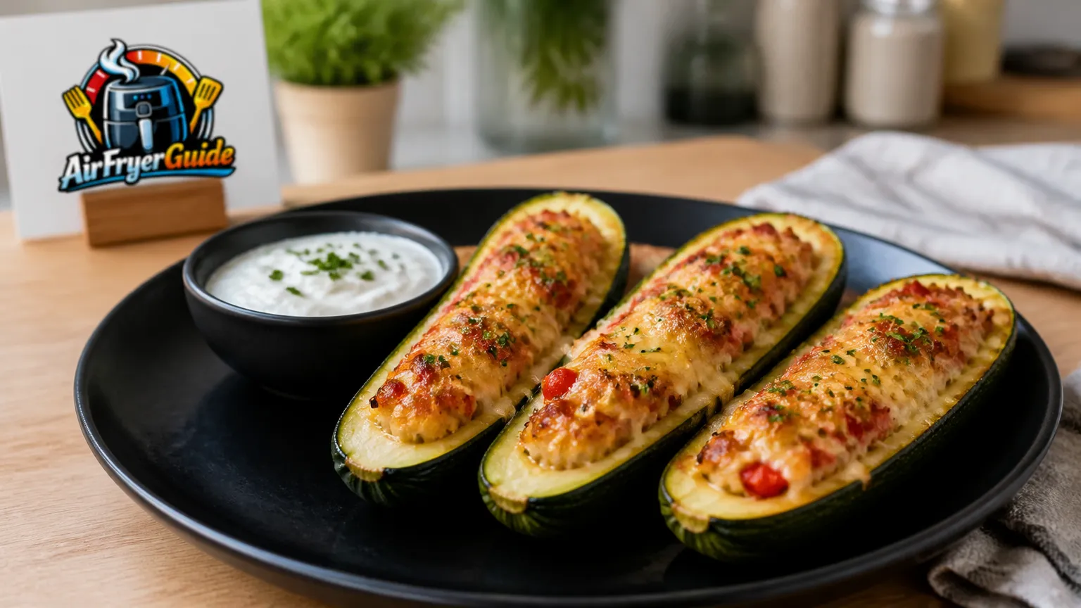 Zucchiniboote im Airfryer