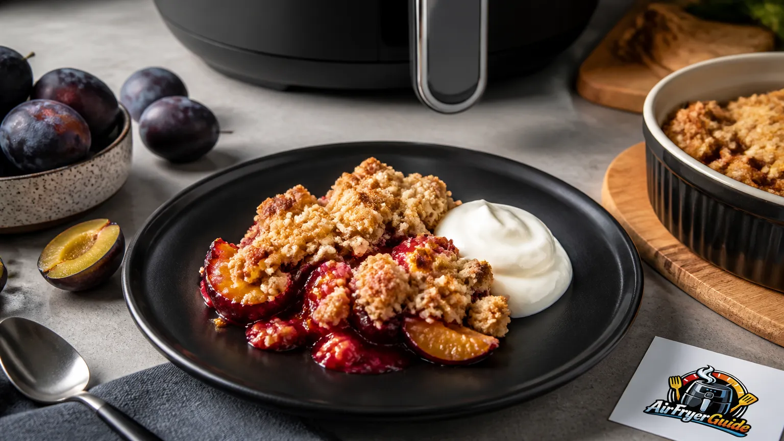 Zwetschgen-Crumble im Airfryer