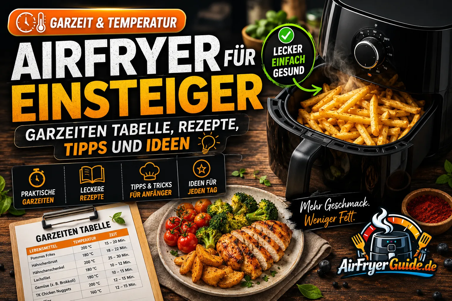 Airfryer für Einsteiger - Garzeiten, Tipps & Ideen für deine Heißluftfritteuse