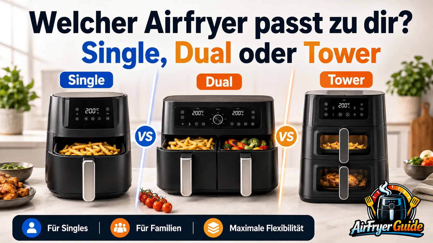 Single, Dual, Tower oder Flex Airfryer: Welche Bauform passt?