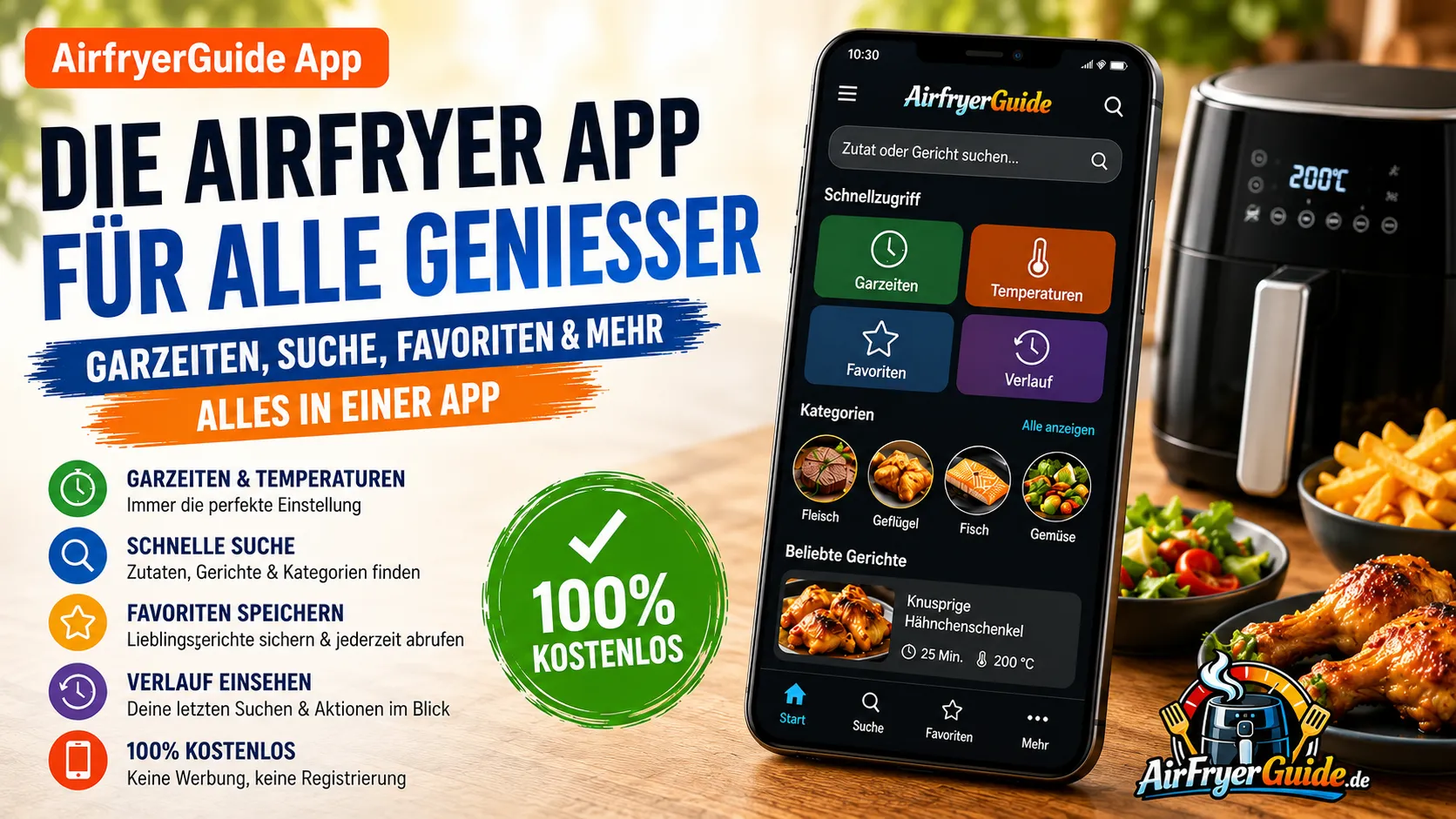 AirfryerGuide App für Android: Garzeiten & Temperaturen direkt in der Küche