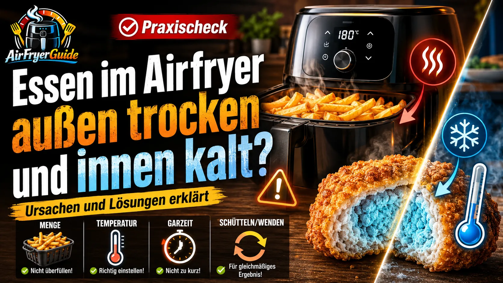Airfryer Gerichte außen trocken, innen kalt: Ursachen & einfache Lösungen