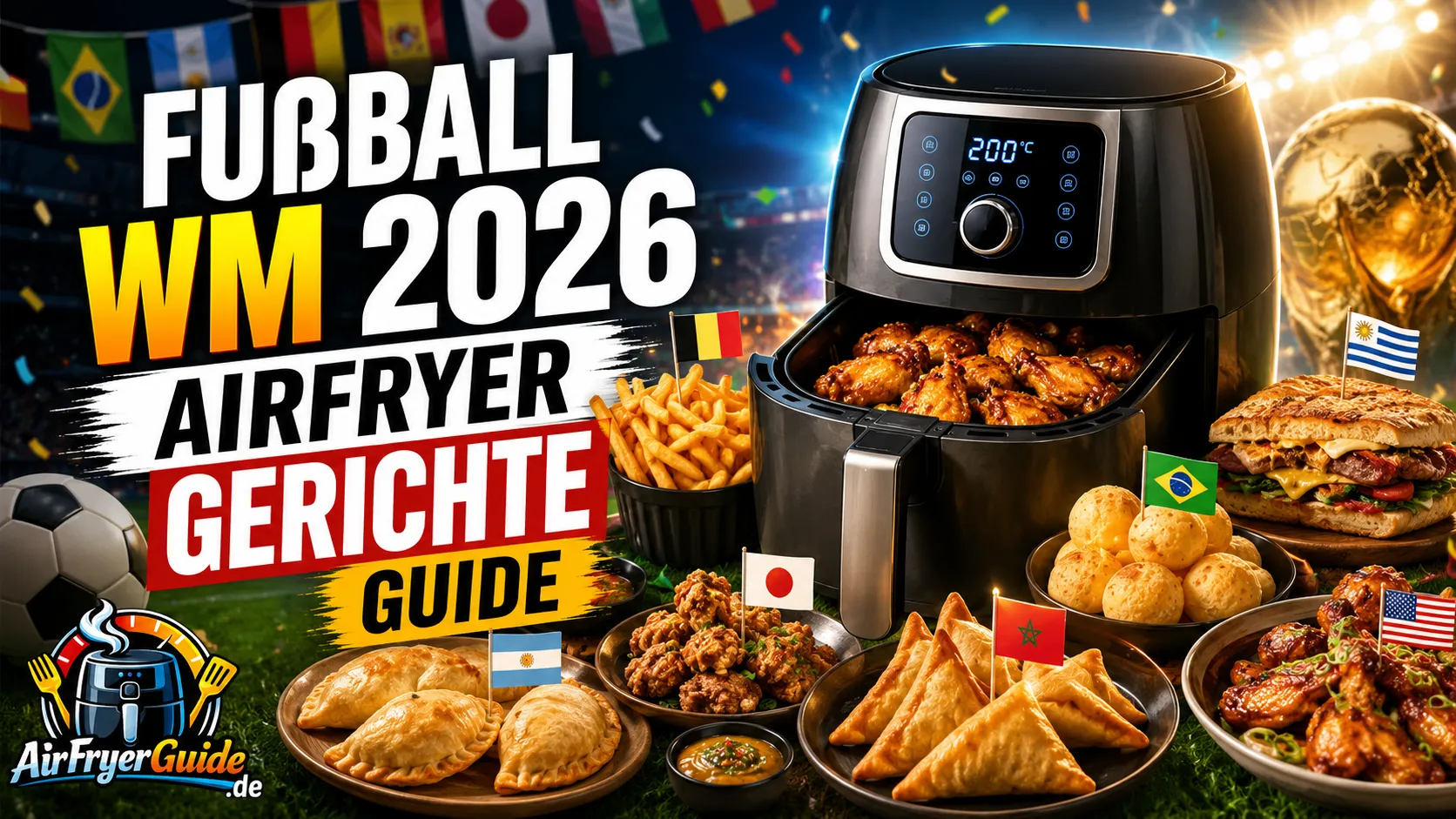 Fussball WM 2026 Airfryer Gerichte Guide: 48 Länder, internationale Snacks & optimale Garzeiten