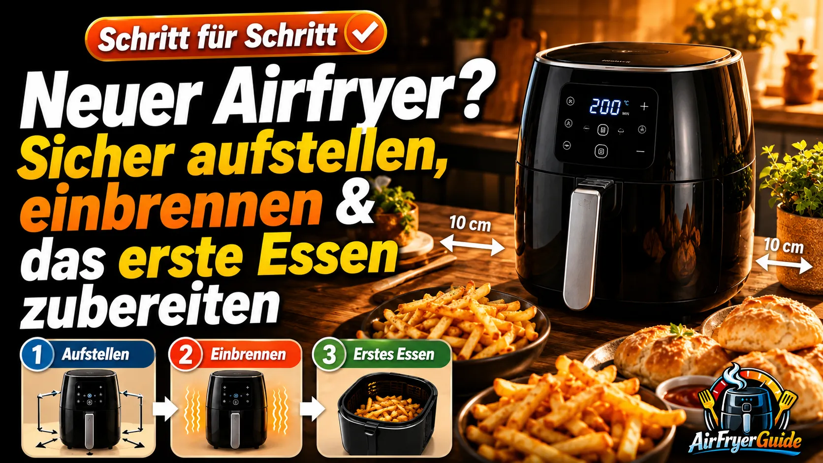 Neuer Airfryer? Sicher aufstellen, einbrennen & das erste Essen zubereiten