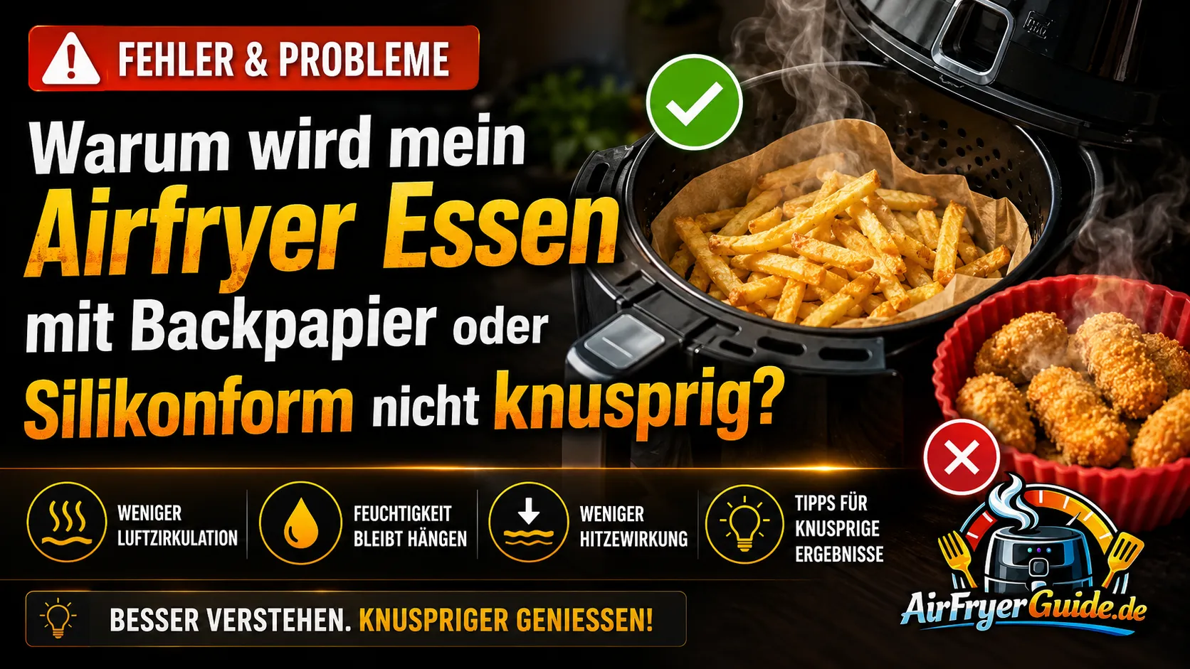 Airfryer Essen mit Backpapier oder Silikonform nicht knusprig?