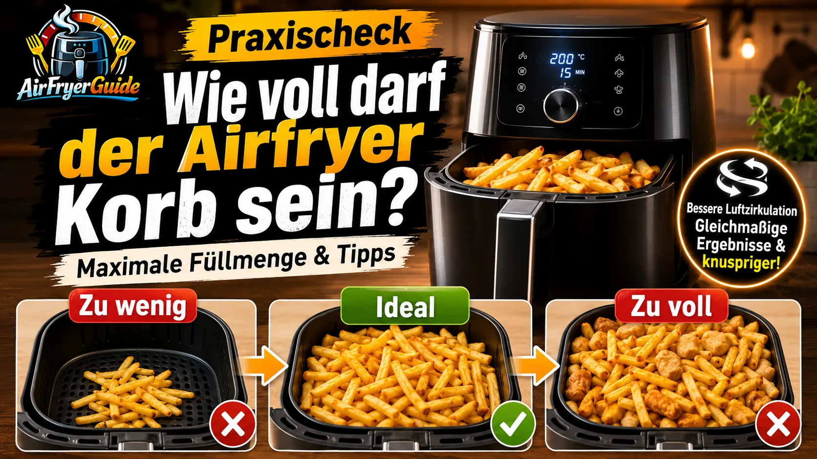 Wie voll darf der Airfryer Korb sein? Füllmenge richtig wählen